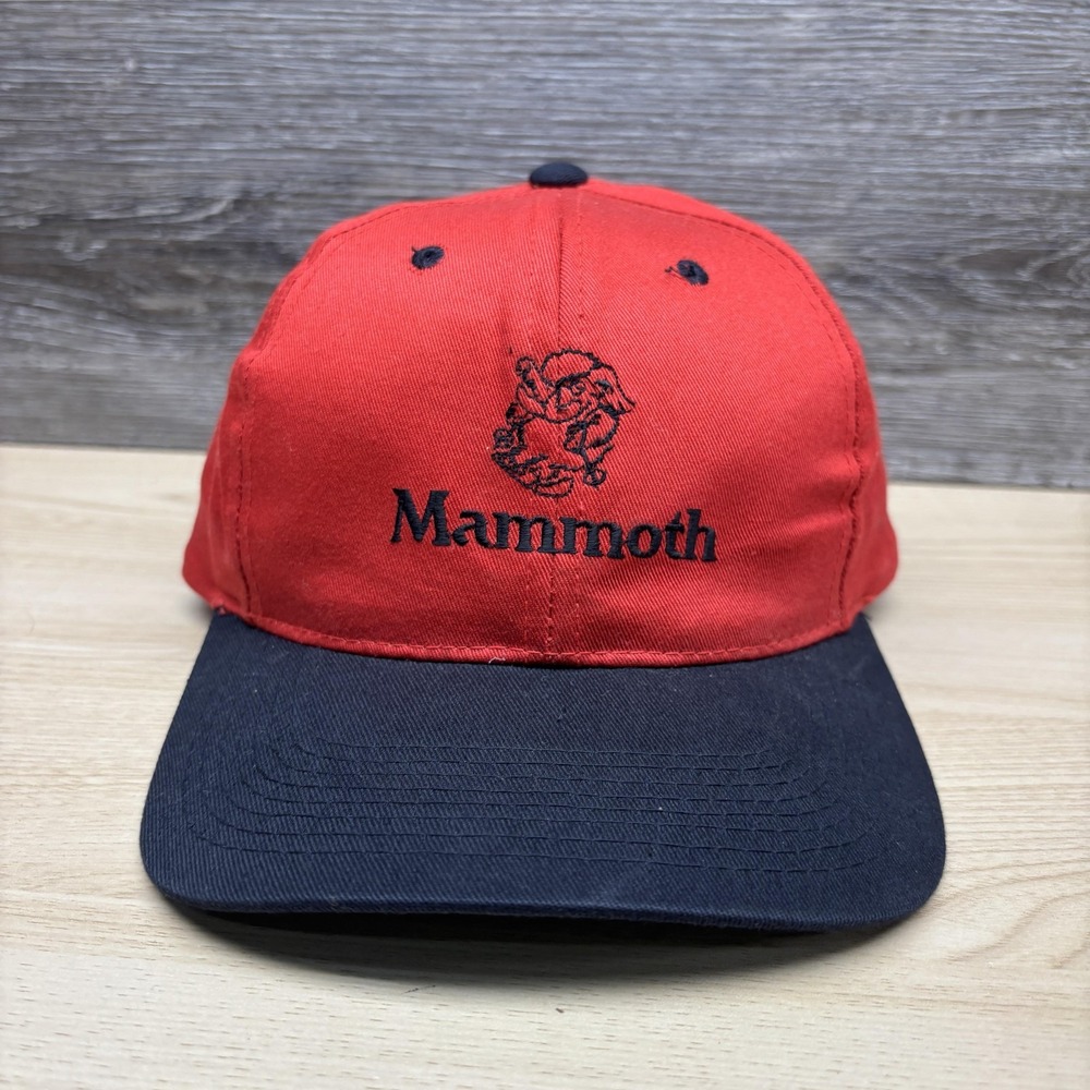 Mammoth Hat Cap Snap Back Mens One Size Red Black Twill Baseball Ski Logo Sports